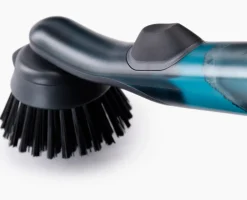 Brosse à Vaisselle et Distributeur de Savon avec Support Inox et 6 Têtes de Rechange